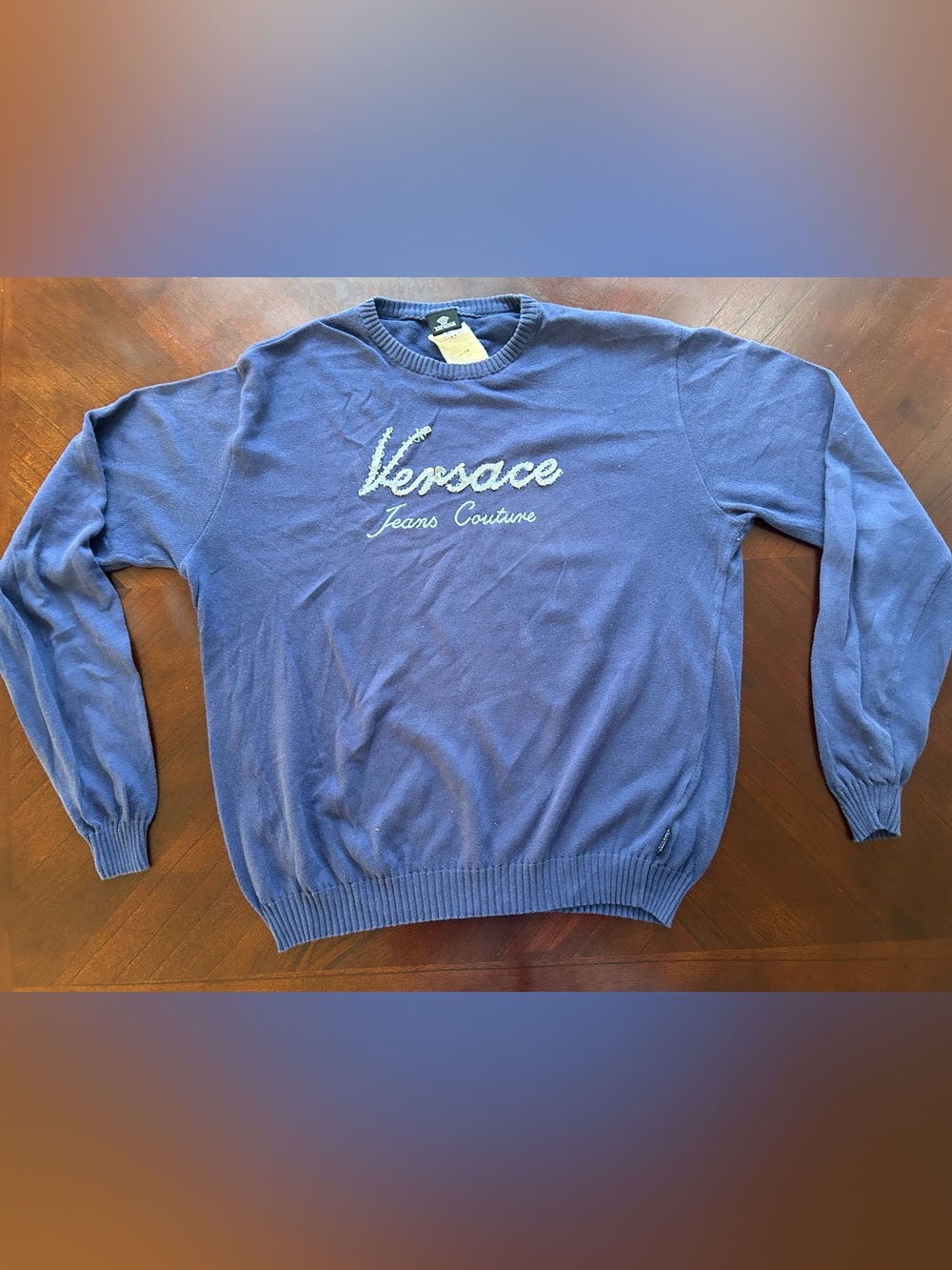 Versace Jeans Couture Men's purple Crewneck Script Logo Sweater size L